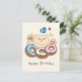 Vetkatten zoete tand Happy Birthday Briefkaart (Staand voorkant)