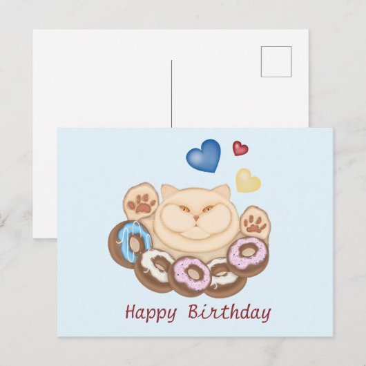Vetkatten zoete tand Happy Birthday Briefkaart (Voorkant / Achterkant)