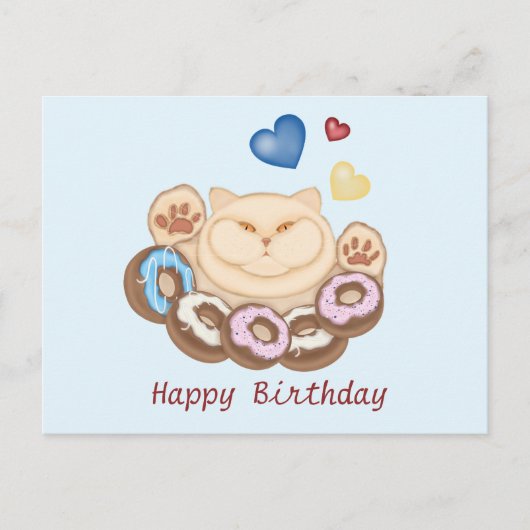Vetkatten zoete tand Happy Birthday Briefkaart (Voorkant)