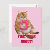 Vetkatteneet, donut, op maat gesneden briefkaart (Voorkant / Achterkant)