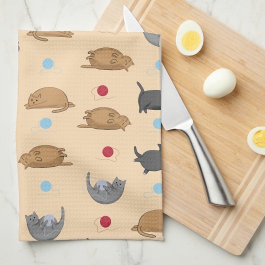 Vetkattenpatroon op beige theedoek (Quarter Fold)