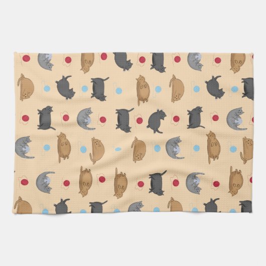 Vetkattenpatroon op beige theedoek (Horizontaal)