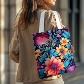 Vetkleurige bloemen tote bag