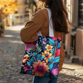Vetkleurige bloemen tote bag