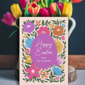 Vetkleurige Florals Stijlvol Pasen | Paarse eieren Feestdagen Kaart