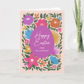 Vetkleurige Florals Stijlvol Pasen | Paarse eieren Feestdagen Kaart (Voorkant)