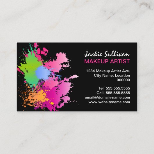 Vetkleurige plash Makeup artiest Visitekaartje (Achterkant)