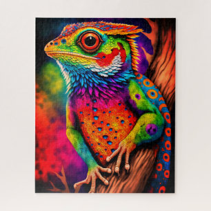 Vetkleurige regenboogstralen Gecko Fun Animal Legpuzzel