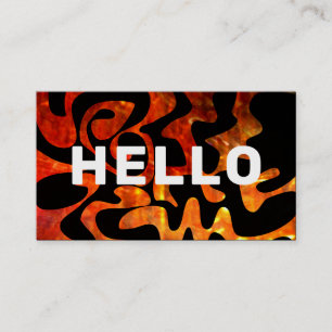 Vetlettertype HALLO Hot Oranje Fire Black Abstract Visitekaartje