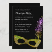 Vetmasker | Masquerade Mardi Gras Party Kaart (Voorkant / Achterkant)