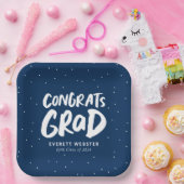 Vetmoderne garnalen afstudeerder blauw afstuderen papieren bordje (Feest)