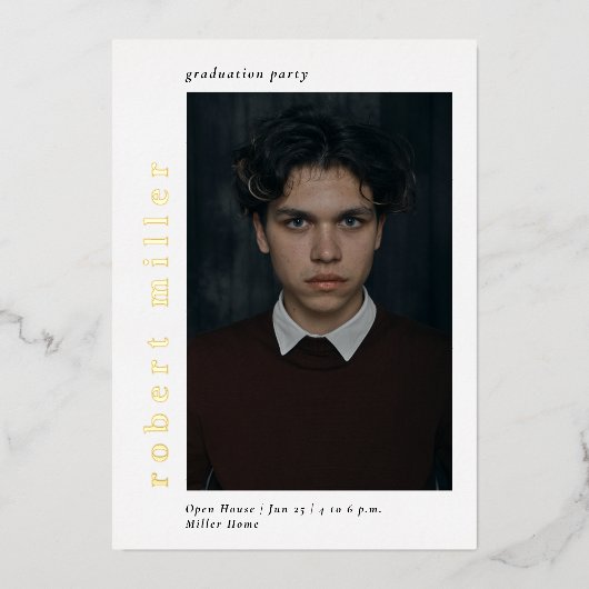 Vetnaam Modern Luxe Afstuderen Folie Uitnodiging (Voorkant)