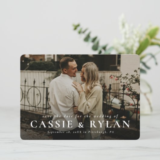 Vetnamen eenvoudig opslaan op de datumfotokaart save the date (Staand voorkant)