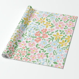 Vetor naadloos kleurig floranje patroon op wit cadeaupapier