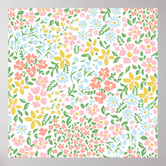 Vetor naadloos kleurig floranje patroon op wit poster (Voorkant)