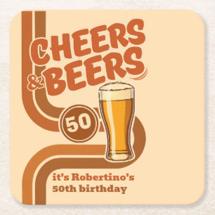 Vetore Trouwlijn Cheers & Beers 50ste Verjaardag Kartonnen Onderzetters