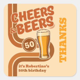 Vetore Trouwlijn Cheers & Beers 50ste verjaardag Vierkante Sticker