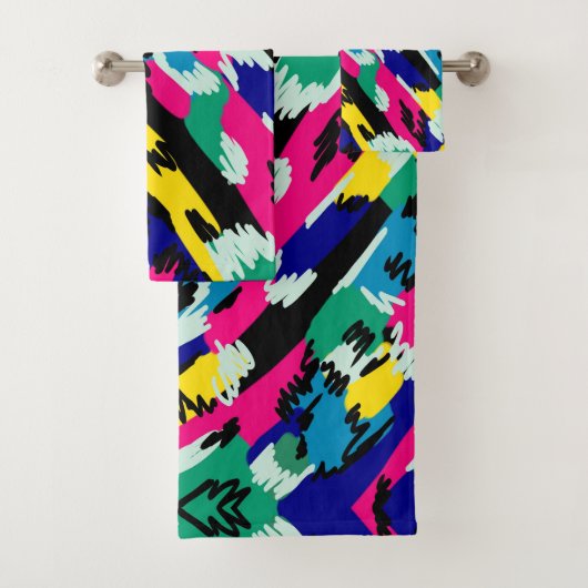 Vetoude Abstracte kunst in primaire kleuren Bad Handdoek (Insitu)