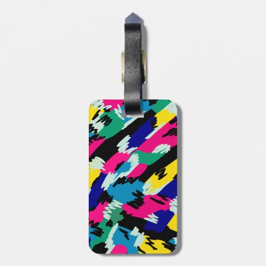 Vetoude Abstracte kunst in primaire kleuren Bagagelabel (Achterkant verticaal)