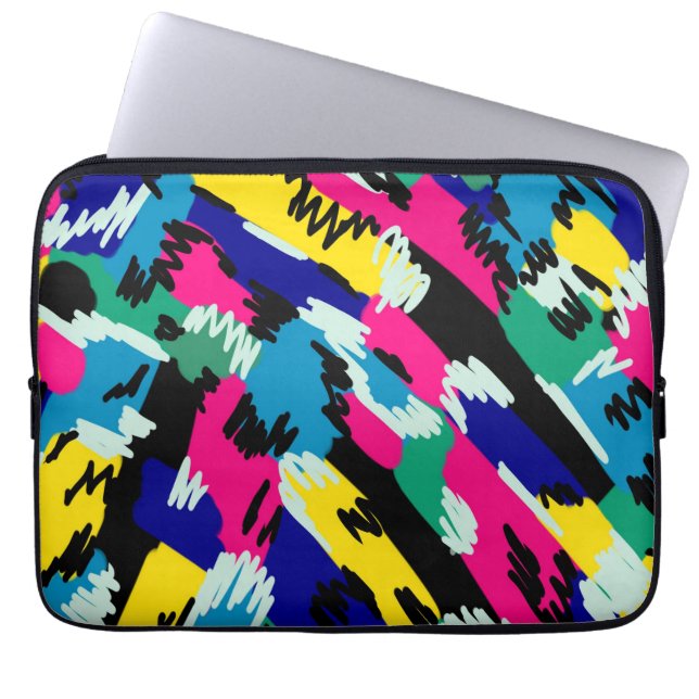 Vetoude Abstracte kunst in primaire kleuren Laptop Sleeve (Voorkant)