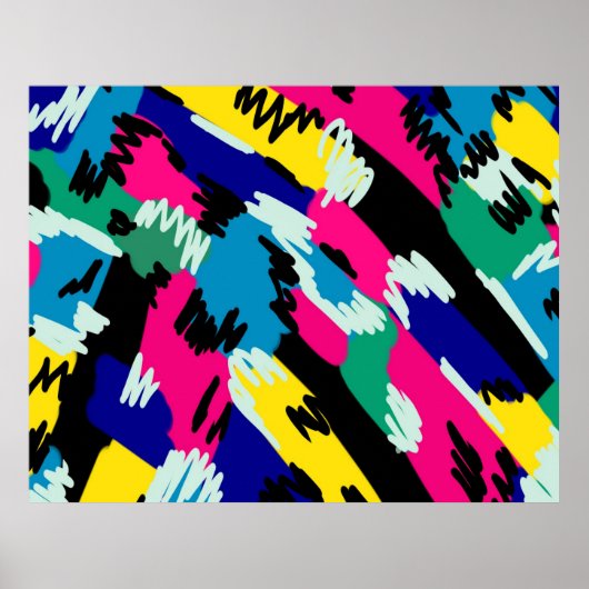 Vetoude Abstracte kunst in primaire kleuren Poster (Voorkant)