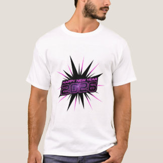 Vetpaarse & Zwarte 2026 Nieuwjaarsfeest AppT-Shirt T-shirt