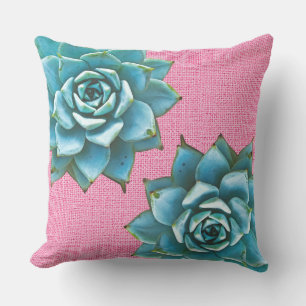 Vetplant Aquarel op Roze Buitenkussen