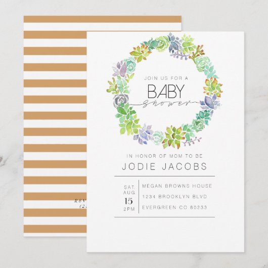 vetplant | BABY SHOWER WATERVERF Kaart (Voorkant / Achterkant)