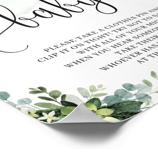 Vetplant bloemen eucalyptus don't say baby bord poster (Hoek)