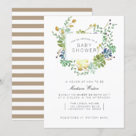 vetplant | Bloemen Waterverf Baby shower Kaart