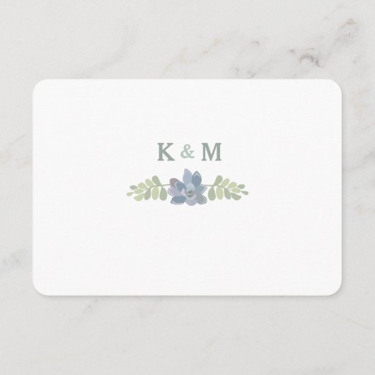 Vetplant Boeket Bloemige Bruilofts Ontvangstkaart Informatiekaartje (Achterkant)