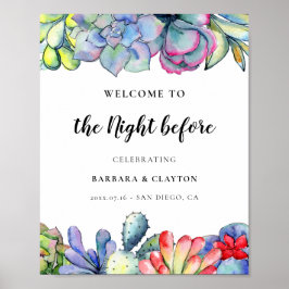 Vetplant cactus Welkom bij de avond voor het feest Poster