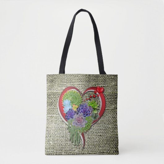 Vetplant Decoratie in een Hart Tote Bag (Voorkant)