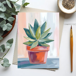Vetplant Huisplant Waterverf Botanisch Briefkaart