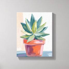 Vetplant Huisplant Waterverf Botanisch Canvas Afdruk