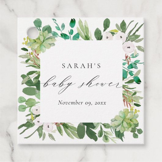 VETPLANT KRANS LOOF WATERVERF BABY SHOWER BEDANKJES LABELS (Voorkant)