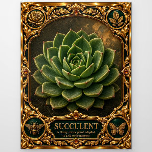 Vetplant, met juwelen versierde erfstuk kunst briefkaart