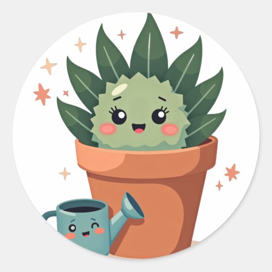 Vetplant Vrienden Ronde Sticker (Voorkant)