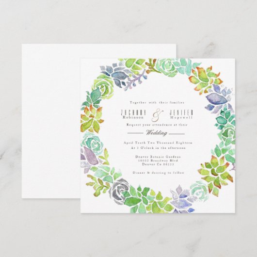 vetplant | Waterverf bruiloft uitnodigen Kaart (Voorkant / Achterkant)