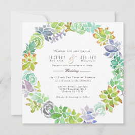 vetplant | Waterverf bruiloft uitnodigen Kaart