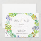 vetplant | Waterverf bruiloft uitnodigen Kaart (Voorkant / Achterkant)