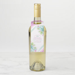 Vetplant waterverf kunst groene roze trouwdatum op flessenhanger