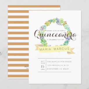 vetplant Waterverf Quinceanera Uitnodigen Kaart
