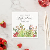 Vetplant Woestijn Cactus Rode Bloem Baby Shower Servet (Insitu)