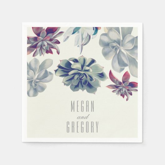 vetplanten bloementuin bruiloft servetten (Voorkant)