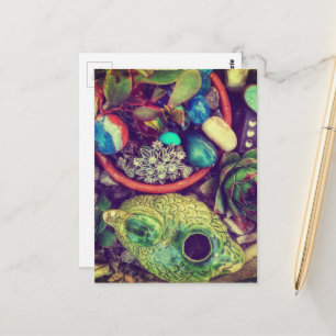 Vetplanten en Leuke Tuin Kunst Briefkaart