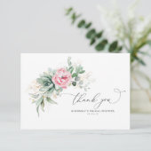 Vetplanten en Roze Bloemen Kleine Dankjewel Bedankkaart (Staand voorkant)