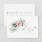 Vetplanten en Roze Bloemen Kleine Dankjewel Bedankkaart (Voorkant / Achterkant)