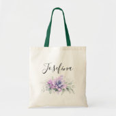 Vetplanten en zilveren groen Elegante script naam Tote Bag (Voorkant)
