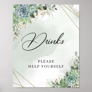 Vetplanten eucalyptus gouden lijst boho Dranken Bo Poster